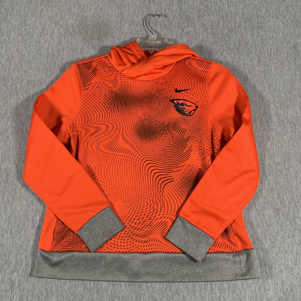 Oregon State Beavers Hoodie Sweatshirt Mens Large Orange NCAA Nike Dri Fit